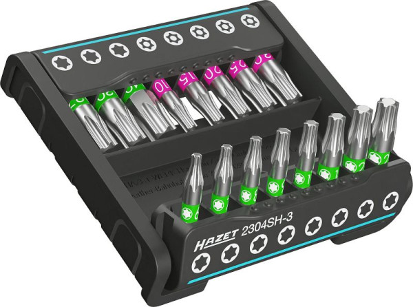 Hazet SmartHolder met 16 bits, kort, hexagon 6.3 (1/4 inch), inwendig TORX®-profiel, sabotagebestendig TORX®-profiel, aantal gereedschappen: 16, 2304SH-3