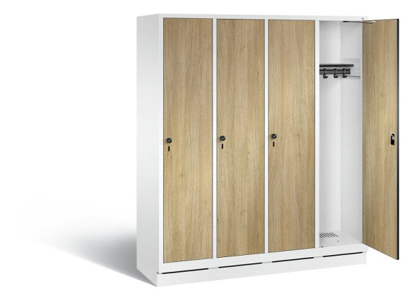 C+P Evolo kleerkast, H1800xB1590xD500mm, kleur: verkeerswit / decor eiken Sereno, 48020-42 S10566