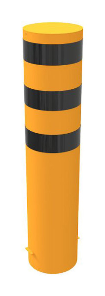 Schake stalen buispaal Ø 323,1 mm stationair, thermisch verzinkt / geel / zwart gecoat voor inzetting in beton, totale lengte: 1500 mm, 40321BG