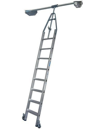 Krause trapladder, dubbele plank, aluminium, verrijdbaar, met railsysteem, 8 treden, 257511