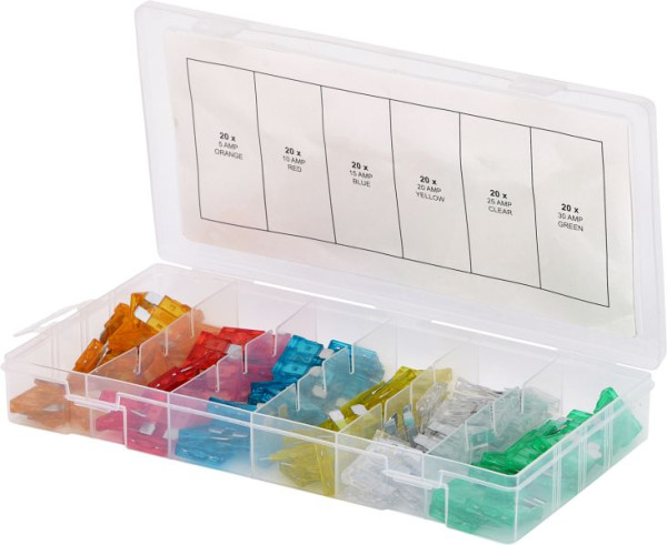 KS Tools assortiment autozekeringen, 5-30A, zink, 120 stuks, 970.0250