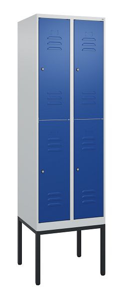 C+P dubbeldekskast Classic PLUS, frame, 2 vakken, 2120x600x500mm, 7035/5010, cilindersloten, 0803307-20 S10018