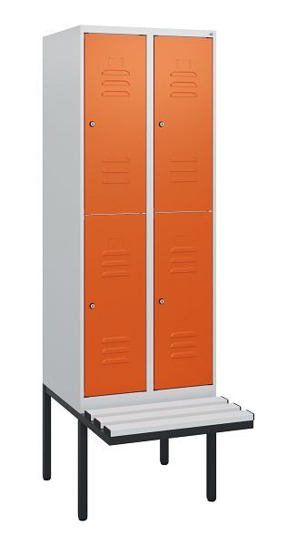 C+P dubbeldekskast Classic PLUS, 2 compartimenten, 1950x600x815mm, 7035/2004, cilindersloten, zwevende zitting, 0803405-20 S10127