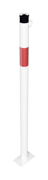 Schake afzetpaal stalen buis Ø 42 x 2,5 mm vast voor deuvelbevestiging, thermisch verzinkt en wit gecoat, met 1 oog, 4042PB/1