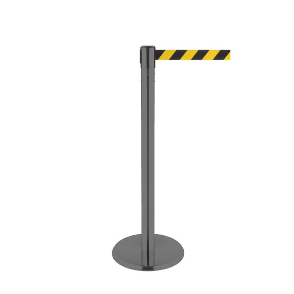 Stein HGS HGS personengeleidingssysteem -P-Line 360-, metaal, grijs gecoat, geel/zwart diagonaal (gearceerd), met riemeindstuk (standaard), riemlengte: 4 m, 40015-1702