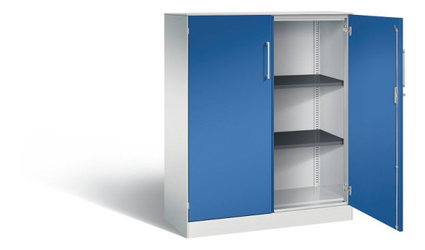 C+P vleugeldeurkast Asisto, H1310xB1000xD435mm, kleur: lichtgrijs / gentiaanblauw, beugelgreep, 3 niveaus, 141032-000 S10165
