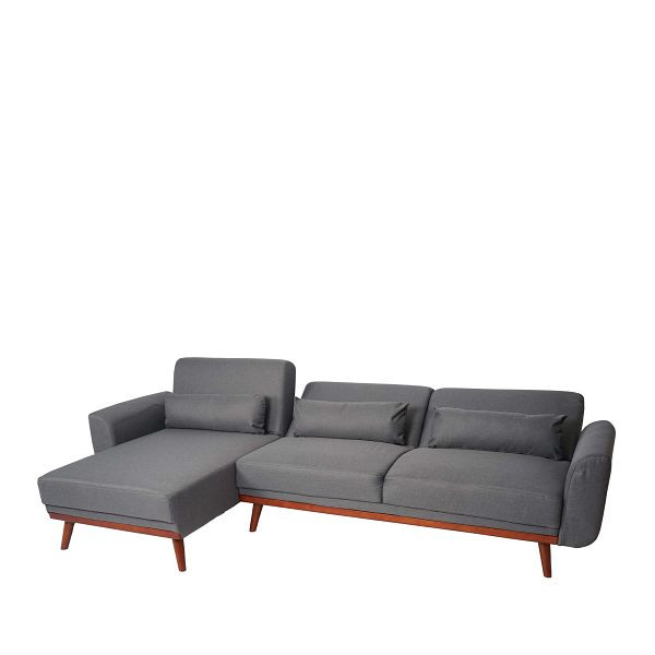 Mendler Sofa HWC-J20, bank hoekbank, L-vorm 3-zits ligvlak slaapfunctie stof/textiel, antracietgrijs, 75484+75485