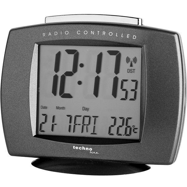 Technoline wekkerradio antraciet, DCF-77 met handmatige instelmogelijkheid, afmetingen: 110 x 38 x 90 mm, WT 189 antraciet