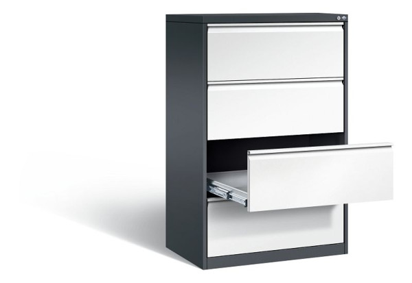 C+P archiefkast Acurado, H1357xB787xD590mm, kleur: zwartgrijs / verkeerswit, handgreep, 12934-322 S10050