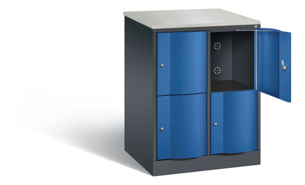 C+P XL lockerkast Resisto, H1077xB772xD640mm, kleur: zwartgrijs / gentiaanblauw, 8472-273 S10029