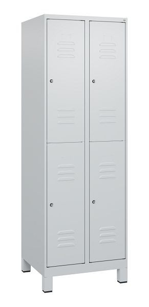 C+P Doppelstöckiger Spind Classic PLUS, Füße, 2 Abteile, 1800x600x500mm, 7035/7035, Zylinderschlösser, 0803107-20 S10024