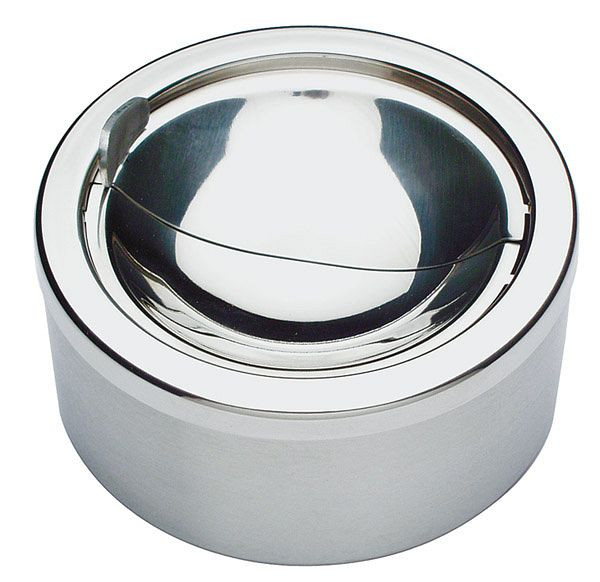 APS asbak, Ø 12 cm, hoogte: 5,5 cm, RVS, container mat gepolijst, windschermdeksel, 00052