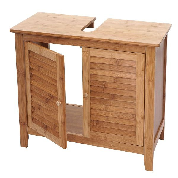 Mendler wastafelmeubel HWC-B18, badkamermeubel, bamboe, 60x67x30cm, 57557