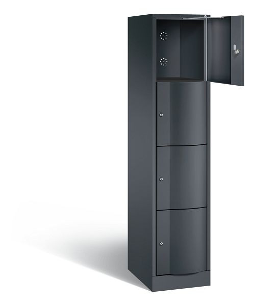 C+P lockerkast Resisto, H1950xB396xD540mm, kleur: zwart-grijs, 8470-172 S10026