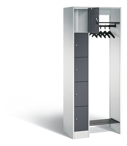C+P open kledingkast serie 8070, H1950xW740xD480mm, kleur: lichtgrijs / zwartgrijs, 80700-00 S10045