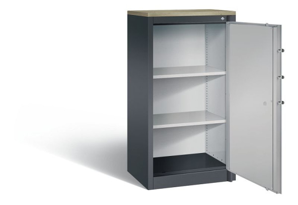 C+P brandwerende kast Certos, H1226xB650xD500mm, kleur: zwart-grijs/wit aluminium, dagschoot, 3 OH, 1160-000 S10423