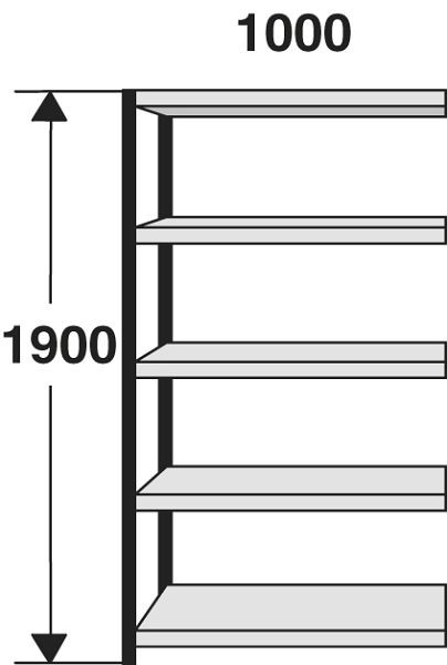 Kerkmann stellingveld Stora 100, B 1000 x D 400 x H 1900 mm, zilver/lichtgrijs, 51261914