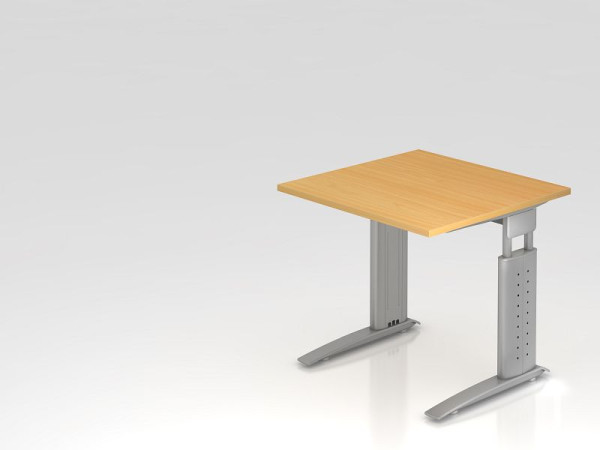 Hammerbacher bureau C-poot 80x80cm beuken/zilver, werkhoogte 68-86 cm verstelbaar, VUS08/6/S