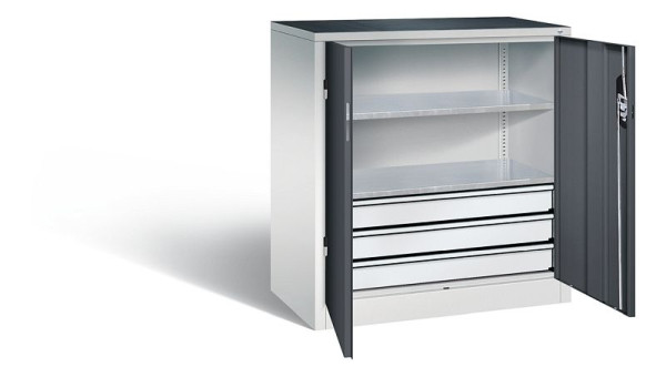 C+P gereedschapskast Acurado, H1000xW930xD500mm, kleur: lichtgrijs/zwartgrijs, verzonken handgreep, 8821-5035 S10085