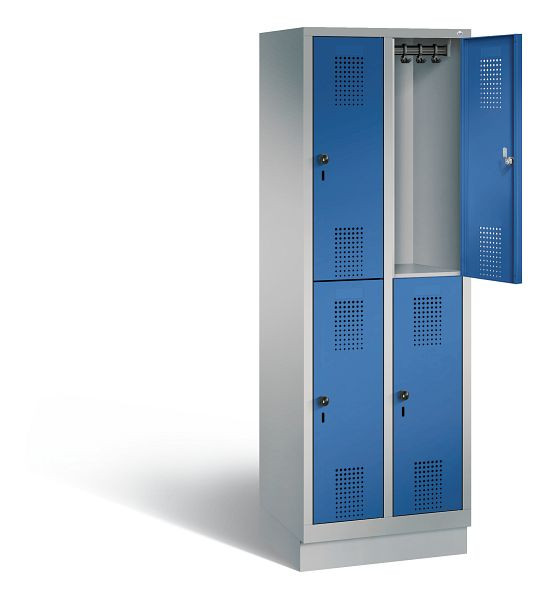 C+P locker dubbellaags Evolo, H1800xB610xD500mm, kleur: wit aluminium / gentiaanblauw, 48320-20 S10605
