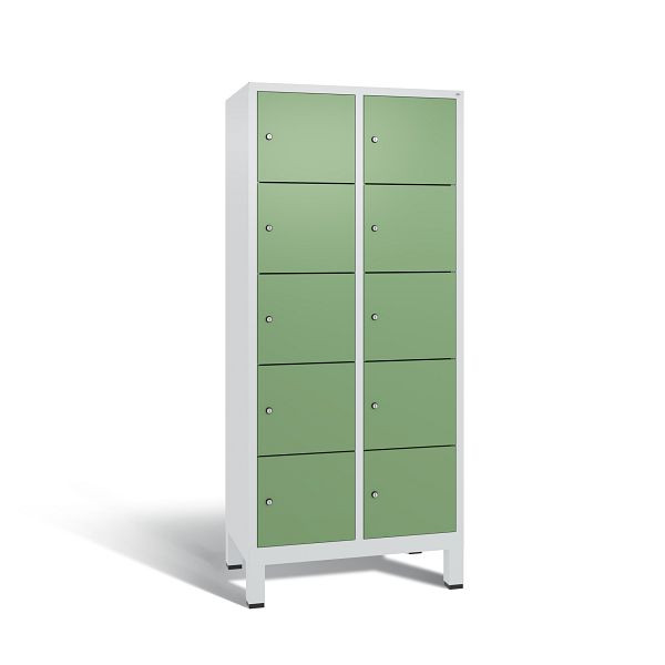 C+P Schließfachschrank Evolo, 10 Fächer, H1850xB810xT500 mm, Grau/Resedagrün, 48010-225 S10033