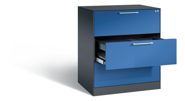 C+P hangarchiefkast Asisto, H1010xB800xD600mm, kleur: zwartgrijs / gentiaanblauw, beugelgreep, 146243-312 S10035