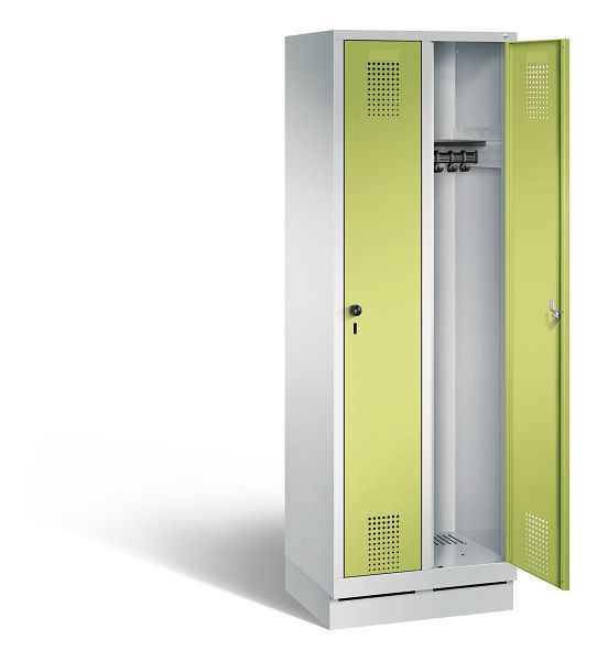 C+P Evolo kleerkast, H1800xB610xD500mm, kleur: lichtgrijs / virid groen, 48020-20 S10399