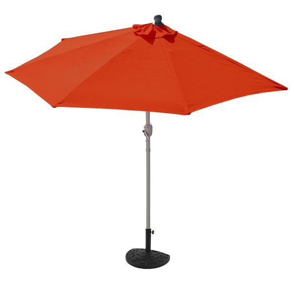 Mendler parasol halfrond Parla, halve parasol balkonparasol, UV 50+ polyester/aluminium 3kg, 300cm terracotta met standaard, 35124+35128
