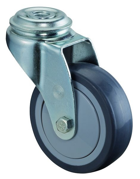 BS-rollen apparatenrol, wielbreedte 25 mm, wiel-Ø 75 mm, draagvermogen 60 kg, grijs rubberen loopvlak, kogellager, VE = 4 stuks, A301.A85.075