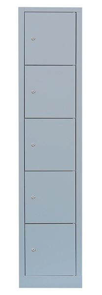 Lüllmann stalen compartimentenkast, 1800 x 415 x 500 mm, lichtgrijs/lichtgrijs, 523510