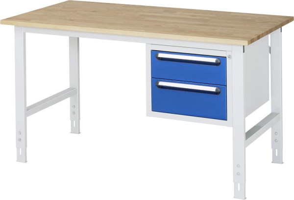 RAU werktafel Tom serie (K-model 03), B1000 x D800 x H760-1080 mm, massief beuken werkblad, dikte 25 mm, 06-625B80-10-KM03.11