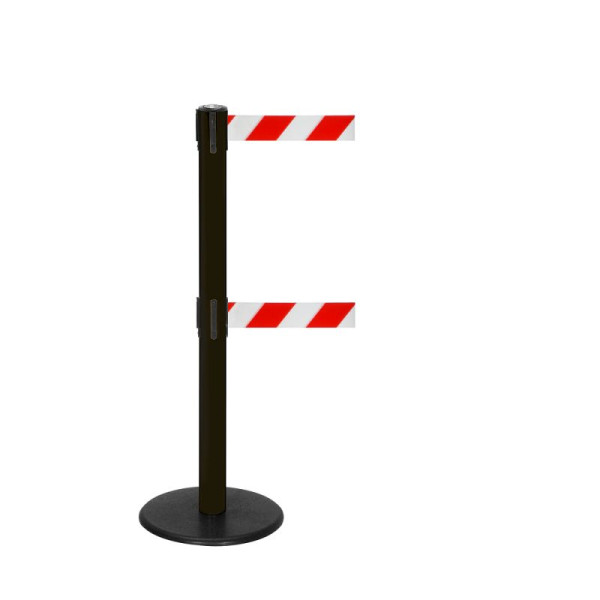 Stein HGS HGS personengeleidingssysteem -P-Line Duo-, zwart, rood/wit diagonaal (gearceerd), met bandeindstuk (standaard), bandlengte: 2 x 4 m, 36405-0502