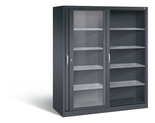 C+P schuifdeurkast Acurado, H1950xB1600xD600mm, kleur: zwart-grijs, beugelgreep, 2169-055 S10022