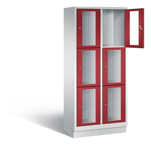 C+P lockerkast Classic, H1800xW810xD500mm, kleur: lichtgrijs/robijnrood, 8020A223 S10001