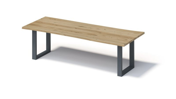 Bisley Fortis tafel naturel, 2600 x 1000 mm, natuurlijke boomrand, geolied oppervlak, O-frame, oppervlak: natuurlijk / frame: antracietgrijs, FN2610OP334