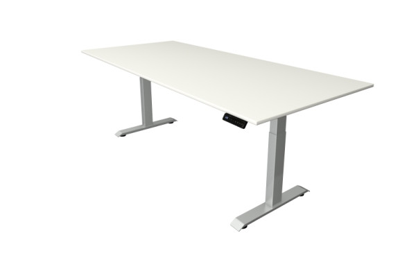 Kerkmann Move 4 zit-/statafel, B 2250 x D 1000 mm, onderstel zilver, elektrisch in hoogte verstelbaar van 640-1290 mm, wit, 10041110
