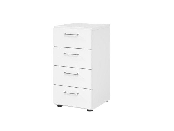 Hammerbacher ladekast 2OH, 4 laden 924S4 BS, romp: wit / voorkant: wit, 40x41,7x74,8 cm (BxDxH), 4 laden, metalen handgreep BS, V924S4/W/W/BS