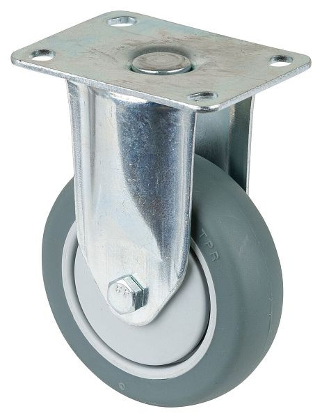 BS-wielen Zwaar apparatenwiel, wielbreedte 30 mm, wiel-Ø 100 mm, draagvermogen 80 kg, grijs rubber, kogellagers, plaat, VE = 2 stuks, C110.A85.100