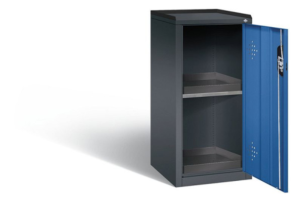 C+P klimaatkast Acurado, H1000xW502xD500mm, kleur: zwartgrijs / gentiaanblauw, verzonken handgreep, 8721-316 S10045