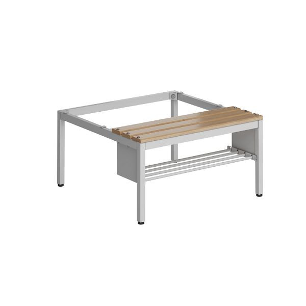 Lüllmann ClassiX bankonderstel met schoenenrek, beuken zitkussens, 420 x 800 x 800 mm, lichtgrijs, X-524240