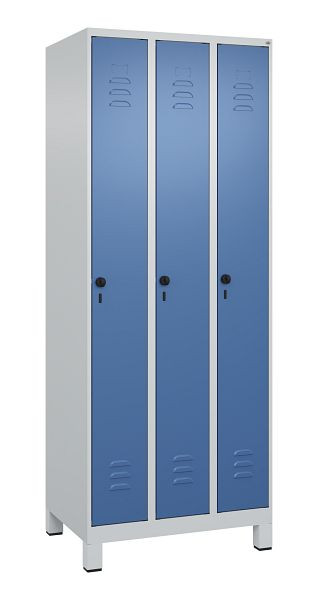 C+P Umkleidespind Classic PLUS, Füße, 3 Abteile, 1950x750x500mm, 7035/5023, Drehriegel, 080010-39 S10005