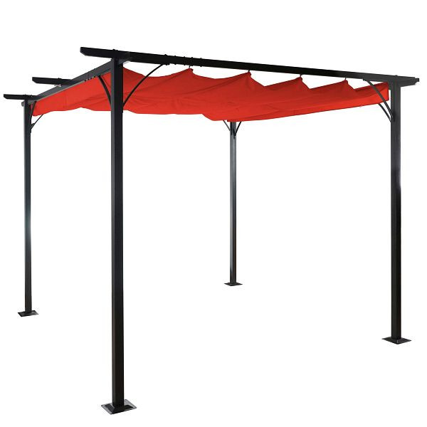 Mendler Pergola HWC-C42, tuinpaviljoen, stabiel frame 6cm + schuifdak, 3x3m terracotta, 49974