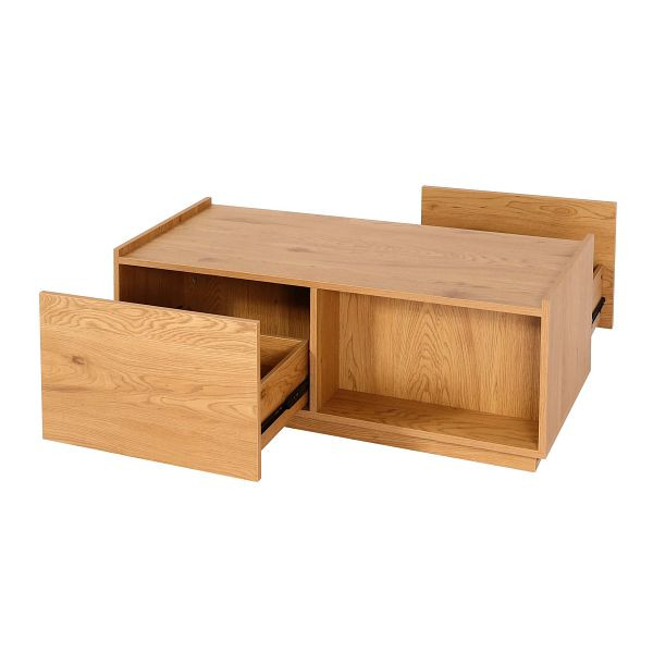 Mendler salontafel HWC-J78, salontafel, bijzettafel, lade, MDF 110x50x40cm, eiken look, 86643+83205