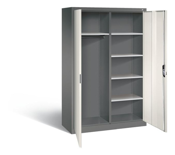 C+P archief-/garderobekast Acurado, H1950xB1200xD500mm, kleur: vulkaangrijs / parelwit, verzonken handgreep, 9480-30 S10018