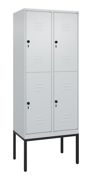 C+P Doppelstöckiger Spind Classic PLUS, Gestell, 2 Abteile, 2120x800x500mm, 7035/7035, Drehriegel, 0803307-22 S10009