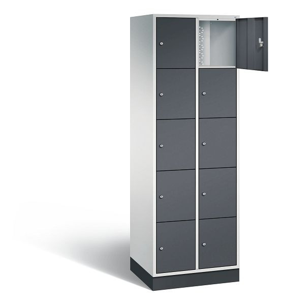 C+P lockerkast Intro, H1950xB620xD490mm, kleur: lichtgrijs / zwartgrijs, 8570-201 S10152