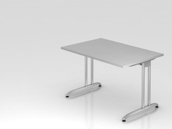 Hammerbacher bureau C-poot 120x80cm grijs, horizontale kabelgoot, werkhoogte 72 cm, VBS12/5/S