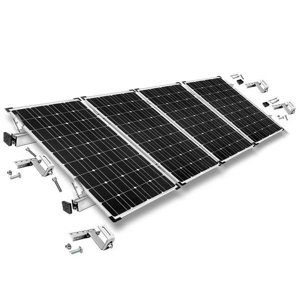 Offgridtec bevestigingsset met dakhaak, 3-voudig verstelbaar (voor dakpannen) voor montage op een schuin dak, 4 zonnepanelen, framehoogte 30mm, 8-01-013775-007