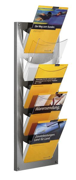 Kerkmann wandmagazijn NovaX, B 310 x D 170 x H 900 mm, aluminium zilver/transparant, 43639814