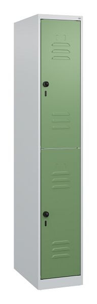 C+P Doppelstöckiger Spind Classic PLUS, 1700x300x500mm, 7035/6011, Drehriegel, 0803007-10 S10006